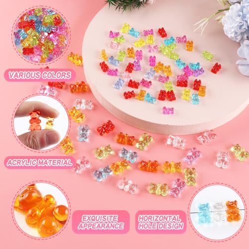 Tmtains Slime Charms Kawaii Resin Charms 3D Cute Nail Charm Mini Flatback Luminous Animal Charm Bulk Resin Jewelry Making Turtle Embellishments Supplies for Cell Phone Scrapbooking DIY Crafts - color: Df Gummy Bear Charms
