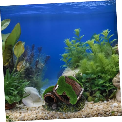 Toddmomy Fish Tank Landscape Decor Realistic Resin Barrel Aquarium Supplies Fish Decor Hideout Cave Ornament