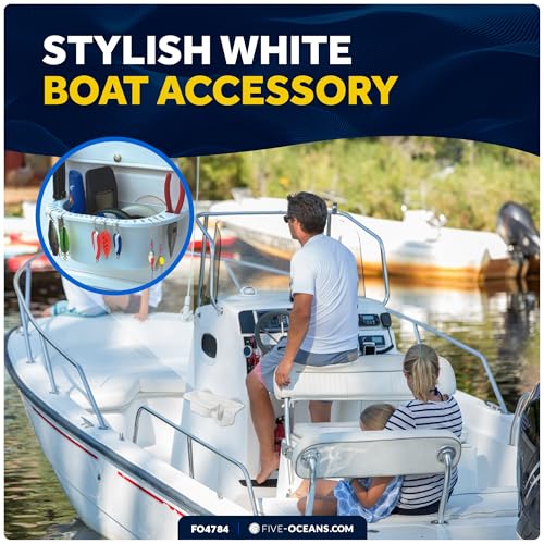Five Oceans Boat Storage Organizer and Drink Caddy,Suction Cup Drink Holder w/Drainage Holes, Console Organizer w/Knife, Pliers, and 16 Lure Holders, Heavy-Duty ABS Plastic - FO4784 - style: With Drink, Knife, Plier Holder & Lure Slots