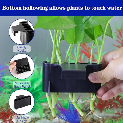 Aquarium Plant Holder，Plastic Fish Tank Plant Holder，Hanging Aquarium Planter Cup for Fish Tank Live Plants - color: Long