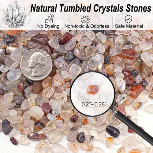0.5 Lb/230g White Agate Crystal Pebbles Stones Aquarium Gravel Rocks, Natural Landscaping Pebbles Decorative Vase Filler Tumbled Crushed Stones for Fish Tank|Garden|Home, 5-7mm - color: White Agate, size: 0.5 LB