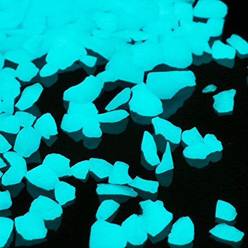 Shiny Stone Glow in The Dark Aquarium Neon Gravel Sand, Decorative Rocks for Fish Tank and Fairy Garden, Home Dec,305g/0.67lbs (5-8mm, Blue) - color: Blue, size: 5-8mm