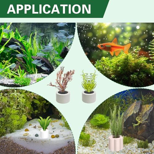 12 PCS Aquarium Plant Weights for Fish Tank, Ceramic Ring with Black Sponge, Aquatic Plants Fixed Ring Anti-Floating Aquarium Landscape Decoration