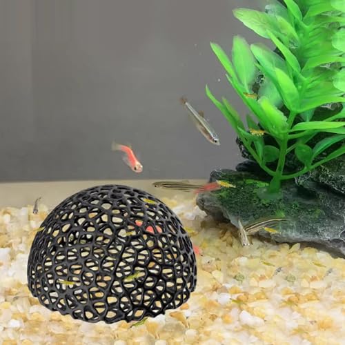 4 PCS Shrimp Dome Hide, Betta Fish Hideout Fish Tank Porous Cave Shelter, Aquarium Decor for Small Fish, Guppy, Shrimp Hiding & Resting (Black, White, Green)