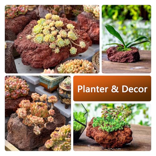 Natural Volcanic Lava Rock Stones for Fire Pit 4"-9" Natural Rocks for Fish,Fire Bowls,Gas Log Sets,Fireplaces,Decorative Landscaping & Outdoor Garden Projects-15lb 6-7pcs - color: Red, size: 15lb 6-7pcs(4-9inch)