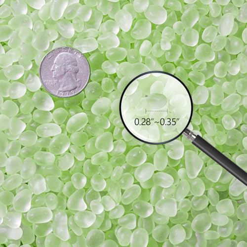 Keedolla Sea Glass Stones Frosted Glass Pebbles Gemstones for Aquarium Gravel Fish Tank Rocks, Vase Fillers, DIY Crafts - Fluorescent Green(230g/8oz) - color: Fluorescent Green, size: 0.5 LB