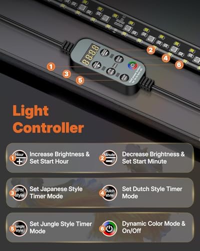 Pawfly Aquarium Light with Bluetooth for Plants, 12W 24 inch Full Spectrum Fish Tank Light for 24-44 inch Fish Tanks, Submersible LED Lights with App Control, Timer Modes & Adjustable Brightness - color: Pro, size: 24 Inch for 24 to 44 Inch Tank
