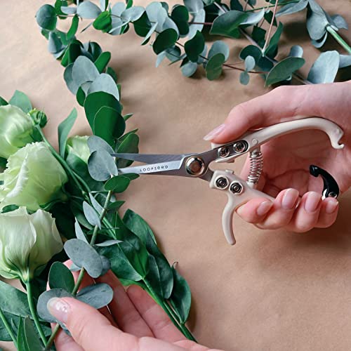Plant Pruning Shears with Vegan Leather Sheath Garden Trimming Scissors with Belt Holster Bonsai Trimmers Herb Snips Flower Clippers Modern Tools 2 Piece Bundle (Cream Pruner Beige Sheath) - color: Cream & Beige