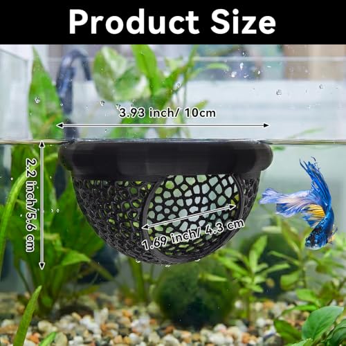 Floating Betta Shrimp Cave, Multi-Functional Aquarium Hammock for Hiding Feeding, Floating Betta Fish Skins with Feeding Ring, Tank Resting Spot for Small Fish Betta Shrimp (Black, Large) - color: Black, size: Large