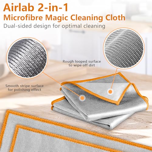 Glass Polishing Cloth Streak Free Miracle Microfiber Cleaning Cloth Lint Free Cleaning Rags for Glasses Kitchen Dish Mirrors Easy Clean, Pack of 6, 12" x 12", Sliver-Orange - color: Sliver-orange, Pack of 6