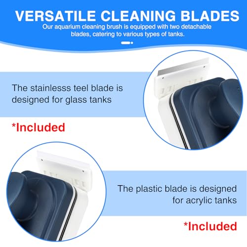 fishkeeper Aquarium Strong Magnetic Glass Cleaner Brush, Fish Tank Algae Magnet Cleaning Tool with 2 Detachable Scrapers, Mag Float Scrubber for 0.2 Inch Glass and Acrylic Tanks - size: Small for Glass Thickness：1/8"-1/5"