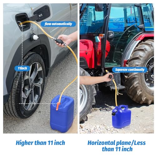 Gasoline Siphon Hose Pump - High-Flow Portable Hand Fuel Transfer Pump for Water, Gasoline, Oil, Petrol, Diesel (2 Premium PVC Hoses) - size: 15mm( 1 Pack)