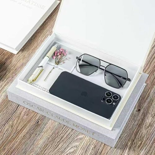 Decorative Books for Home Decor,Set of 3 Aesthetic Faux Books with Storage Box,Linen Fake Books for Coffee Table,Bookshelf & Mantle Decor,Modern Decorative Book Set(grey) - color: Grey