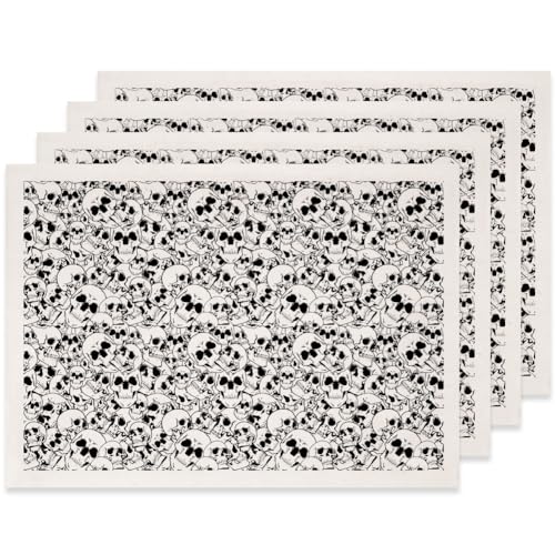 SUPERDANT 4PCS Skulls Underglaze Paper Transfer Halloween Transfer Paper for Clay Ceramic Porcelain Under Glaze Transfers for Pottery Enamel Decals Black Underglaze Decal Papers Gifts - style: Skulls