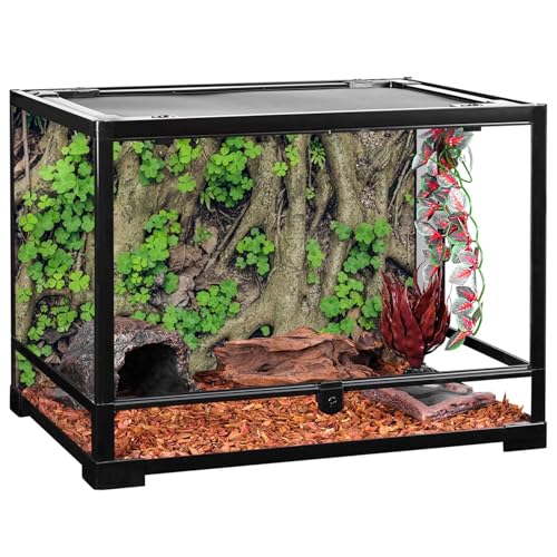 YongFoto Reptile Tank Terrarium Background 24x12 inch Vintage Old Tree Roots Green Grass Moss Bark Reptile Habitat Background Bearded Dragon Fish Tank Aquarium Polyester Backdrop - color: Green, size: 24x12in/60x30cm