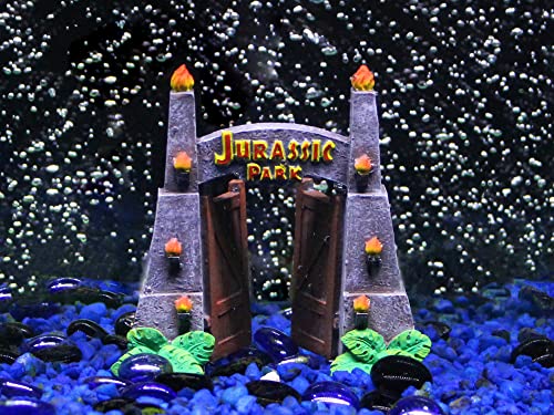 Penn-Plax Jurassic Park Officially Licensed Aquarium Decoration – Park Gate – Safe for Freshwater and Saltwater Fish Tanks – Small - style: Park Gate