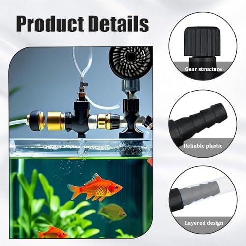 12Pcs Aquarium Air Control Valves for 3/16" (4mm) ID Airline Tubing, Adjustable Black T Shaped Hose Connectors Single Way Plastic Air Flow Controllers Regulators, Air Pump Accessories for Fish Tank