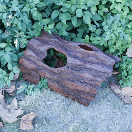 Pine Bark Fish Cave, Camouflage Hiding Shelter for Koi Pond, Realistic Underwater Sanctuary to Protect Fish from Herons