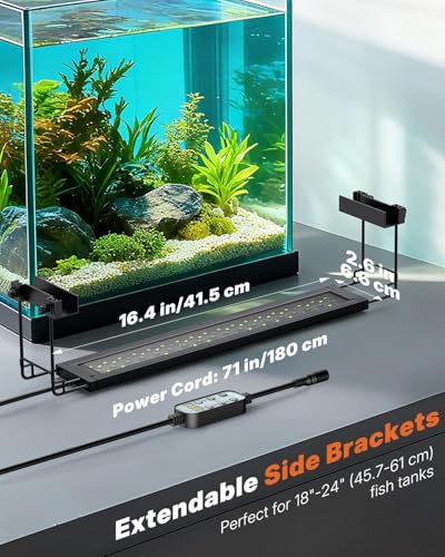 Pawfly Aquarium Light for Plants, 19 W Bluetooth Fish Tank Light, Full Spectrum Aquarium Lights for 18"-24" Fish Tanks, Extendable 24/7 LED Lights with Timer Modes & Adjustable Brightness - size: 18"-24"