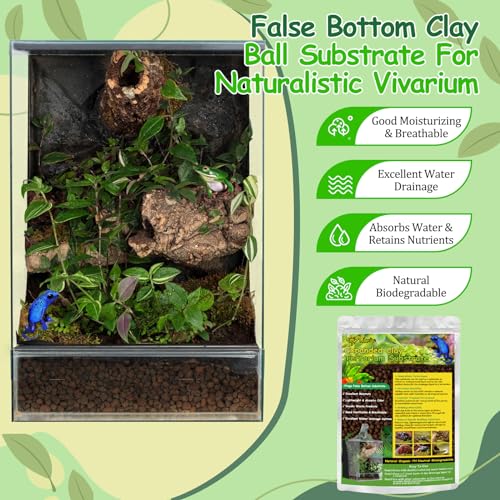 Riare 10LBS Expanded Clay Balls Terrarium Substrate for Reptiles - 100% Organic Lightweight Clay Pebbles Substrate Frogs False Bottom Substrate, Bioactive Terrarium Substrate for Drainage and Moisture