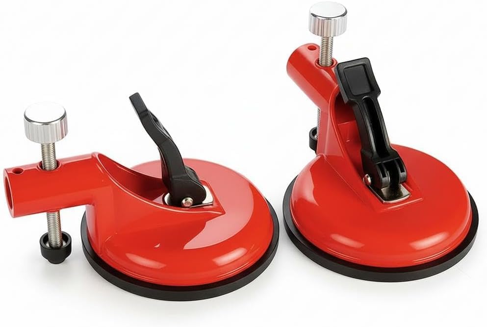 Adjustable Height Countertop Leveling Tool - Professional Seam Leveler for Granite & Marble with Vacuum Lifting Clamps - Floor Gap Fixer Red 2pcs - color: Red, size: 2pcs
