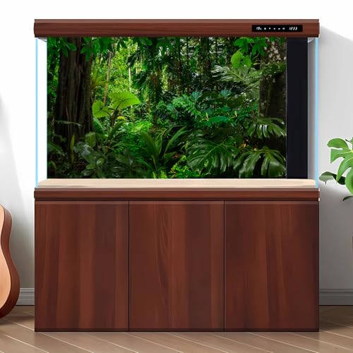 Forest Aquarium Background Densely Woods In Moss Natural Landscape Terrarium Background Lush Green Tropical Forest Jungle Ferns Fish Tank Background Old Huge Trees Reptile Habitat Background 24x12in - color: Leaf Green, size: 24(W)x12(H)inches/ 60(W)*30cm