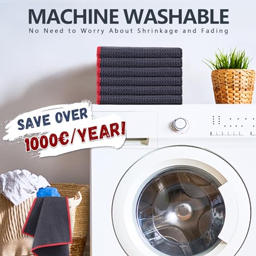 Airlab Microfiber Cleaning Cloth Waffle Weave Dust Rags for Household Kitchen Towel Absorbent Quick Drying Cleaning Rags Streak Free Lint Free, 6 Pack,12 x 12 Inches, Grey - color: Grey, Pack of 6