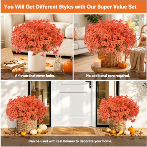 Artificial Flowers for Outdoor,Silk Flowers No Fade Fake Plastic Flowers UV Resistant Faux Plants for Outdoors Outside Front Porch Hanging Planter Window Box Garden Home Decoration,13 Bundles(Orange) - color: Orange1, size: Artificial Flowers(13 Pcs)