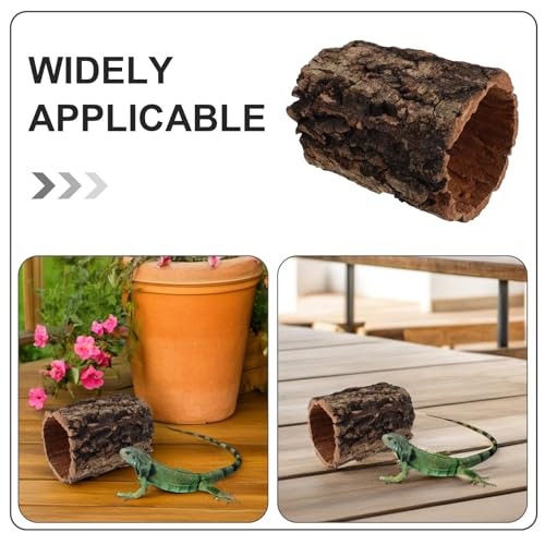 Hollow Tree Log Reptile Hideaway House Lizard Hiding Spot Shelter for Gecko Turtle Spider Hermit Crab Aquarium Decorative Cave Realistic Terrarium Decor 6x5 Inch - size: 15.00X12.50X12.50CM