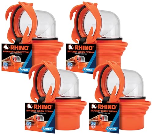 Camco RhinoFlex Clear RV Sewer Hose Elbow with 4-in-1 Adapter,Features a 360-Degree Fitting Rotation and Built-in Gasket for Odor-Tight Protection-Fits 4 Sizes of Dump StationInlets(39736),(Pack of 4) - size: One Size (Pack of 4)