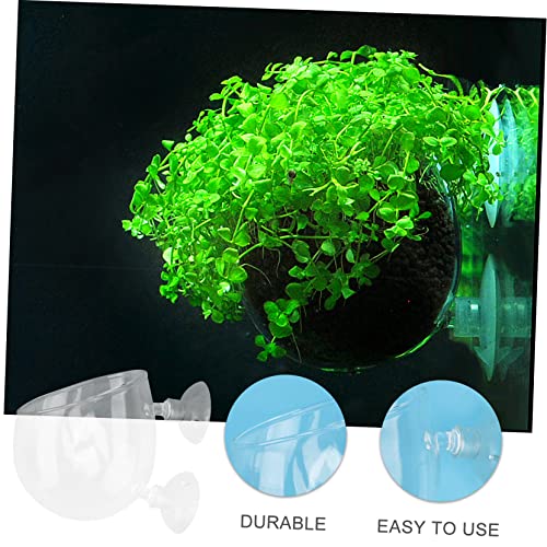 BESPORTBLE Glass Aquatic Plant Cup Pot Cups for Fish Tank Water Plant Holder Permeable Base for Shrimp and Planted Tanks Aquarium Decoration