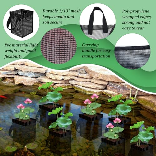 6PCS Mesh Aquatic Pond Plant Baskets, 1Gallon Pond Planting Bags Reusable Aquatics Planter Pot Water Lily Growing Container with Handles for Lotus Bog Plant Garden Terrestrial Plants, 5.9x5.9x7.9 Inch - color: Black-square, size: 5.9x5.9x7.9 Inch 6PCS