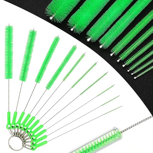 Long Straw Cleaning Brushes 10.5" Baby Bottle Cleaning Brushes,10 Different Diameter Bottle Brush,Detachable Clip Home Bottle Cleaning Brushes for Sippy Cup,Water Bottle,Teapot,Espresso Machines