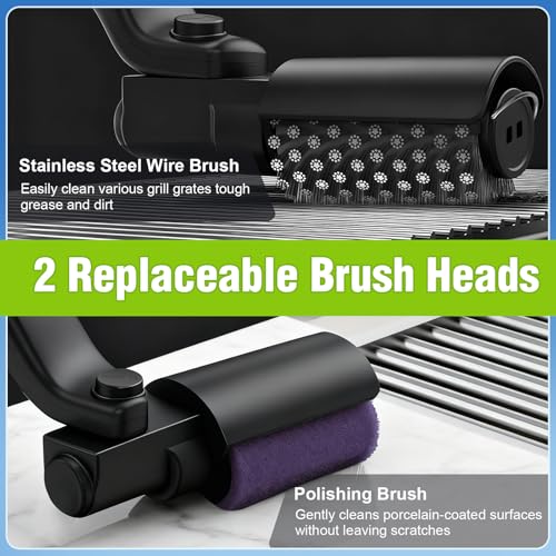 Electric Grill Brush, Cordless Rechargeable BBQ Grill Cleaning Brush, 180° Adjustable Angle, 3-Speed Motor, Stainless Steel Head, Electric Grill Cleaner for Outdoor Grill, Gas BBQ Grates & Griddles