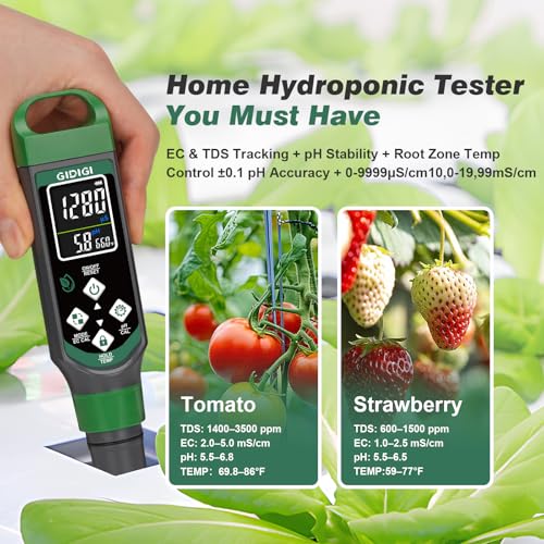 pH Meter Digital Display Color Screen 4 in 1 pH Tester pH EC TDS Temp Water Quality Test Pen Suitable for Home Planting Hydroponics Swimming Pool Drinking Water Brewing Hot Tub NFC DWC - color: Green 4 in 1