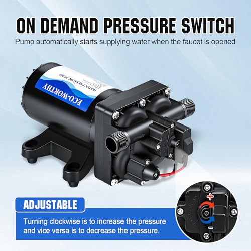 ECO-WORTHY RV Fresh Water Pump 12V DC 5.5GPM 70PSI,12 Volt Diaphragm Self-Priming Pump with Pressure Switch for RV Garden Irrigation Spraying Marine Yacht - size: 5.5GPM-70PSI-12V