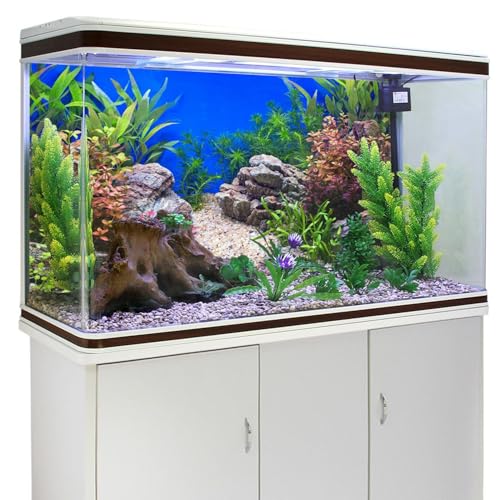 AWERT 60x24 inches Aquatic Plant Fish Tank Background Stone River Bed & Lake Aquarium Background Vinyl - size: 60x24in/150x60cm