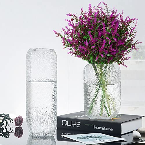 XLFAQXM 8 Pack Artificial Plants Flowers Grass Shrubs Lavender No Fade Faux Plastic Flowers Outdoor for Farmhouse Garden Porch Patio Indoor Wedding Decoration Greenery Fake Plants uv Resistant - color: 7#