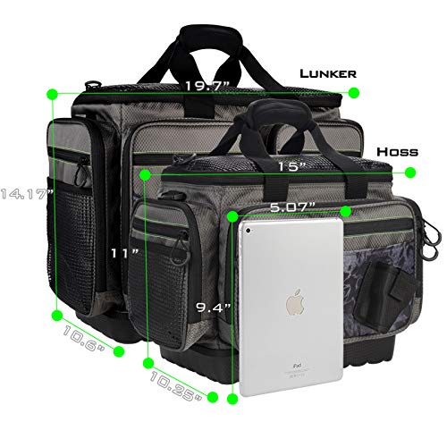 KastKing Fishing Gear & Tackle Bags - Saltwater Resistant Fishing Bags - Fishing Tackle Storage Bags - color: A2: Medium-Hoss(Without Trays, 15"x11"x10.25")-Blackout