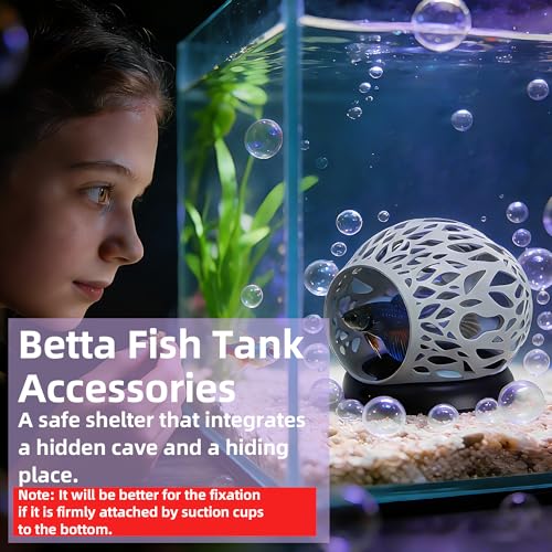 Floating Betta Hideout Cave & Shrimp Cave | Aquarium Floating Betta Skin | Shrimp Feeder | Multi-Function Resting Hideout Hammock & Small Fish Feeding Ring | Aquarium Decor Accessory(Grey) - color: Grey