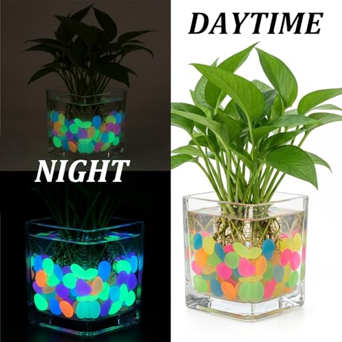 Larrel 100PCS Luminous Stones, Glow in The Dark Stones, Color Glow in The Dark Rocks, Luminous Pebbles, Colorful Cobbles for Aquarium, Fish Tank, Garden, Patio, Terrace, Lawn, Yard, Driveway, Walkway
