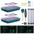 Seed Starter Tray with Grow Lights and Heat Mat, 3-in-1 Soil Meter, 80-Cell Seed Growing Tray, Germination & Plant Propagation Station for Indoor Plants 2-Pack