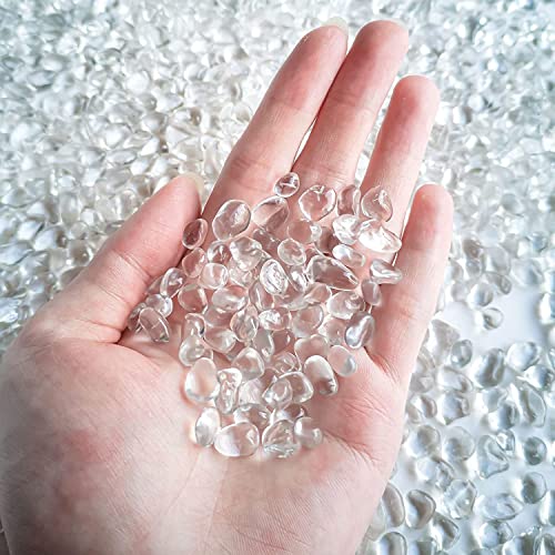 Keedolla 3 LB Clear Gravel for Fish Tank, Sea Glass Pebbles Marbles Pebbles Gravel Rocks Crystal Gemstones for Aquarium|Fish Turtle Tank|Vase Filler|Flowerpot Decoration - color: Clear, size: 3 Pounds