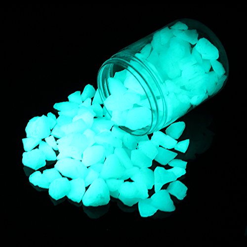 Shiny Stone Glow in the Dark Gravel Stones Rocks, Aquarium Gravel, Glow Rocks Stones,Decorative Rocks for Fish Tank Aquarium Garden Planter Landscape Decoration,280g/10oz (8-15mm, Blue Green) - color: Blue Green, size: 8-15mm