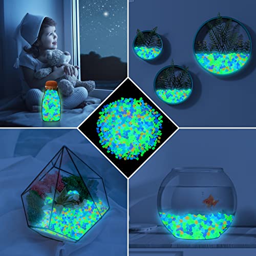 300pc Diamond Shaped Luminous Stone Glow Rocks Small Luminous Pebbles for Fish Tank Aquarium Bonsai Indoor & Outdoor Yard (Color) - size: 300, style: Color