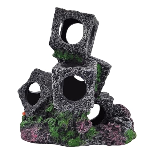 Aquarium Decorations, Aquarium Block Decorative Accessories Ideal for Aquatic Pets, Betta Fish, Shrimp, and More Provides Play, Rest, and Hiding Spots