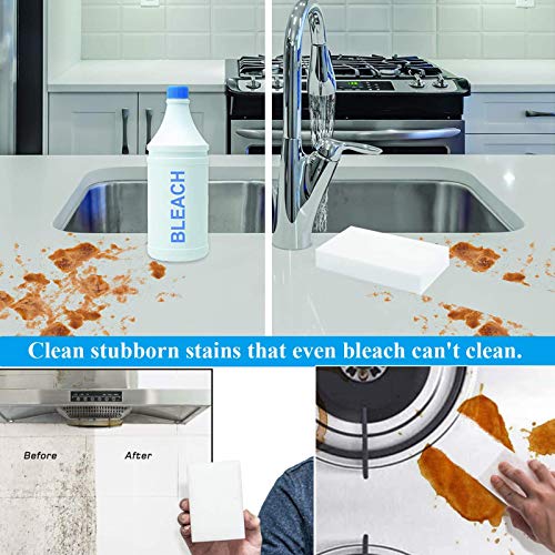 Magic Cleaning Sponges Eraser, 100 Pack Premium Melamine Sponge Foam Cleaning Pads, Dish Sponges, White Household Cleaning Scrub Sponge for Kitchen, Bathroom, Furniture, Floor Wall Cleaner - size: 100 Count (Pack of 1)