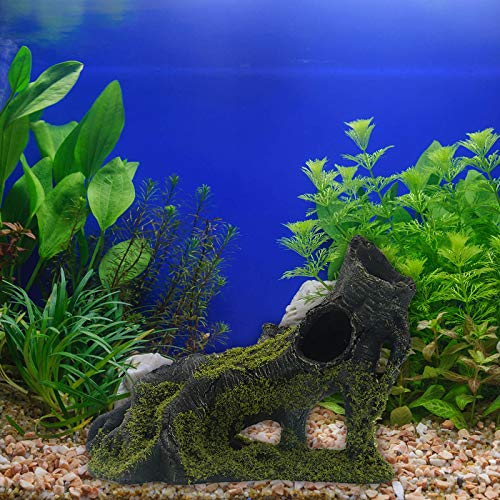 Aquarium Artificial Tree Hole Resin Aquarium Ornament, Resin Tree Stump Branch for Reptile Habitat Decoration, Tree Trunk Fish Tank Decoration Aquarium Hideaway Rock Cave House Hide Hut
