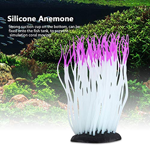 AYNEFY Simulation Artificial Silicone Sea Anemone Decor,Aquarium Luminous Ornament Fluorescent Sea Anemone Decoration for Fish Aquarium Landscaping Decor - color: Purple