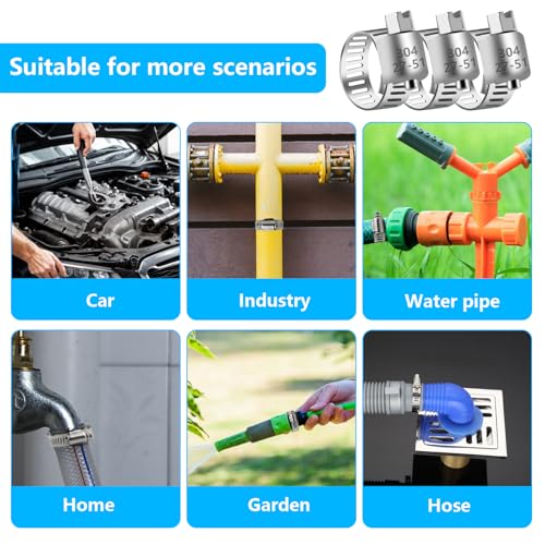 20PCS Stainless Steel Hose Clamp Adjustable (27-51mm)1-1/8'' - 2'' Worm Gear Hose Clamp, Adjustable Worm Gear Pipe Fuel Line Hose Clamps Heavy Duty for Plumbing, Automotive - size: 20 pcs (1-1/8'' - 2'')